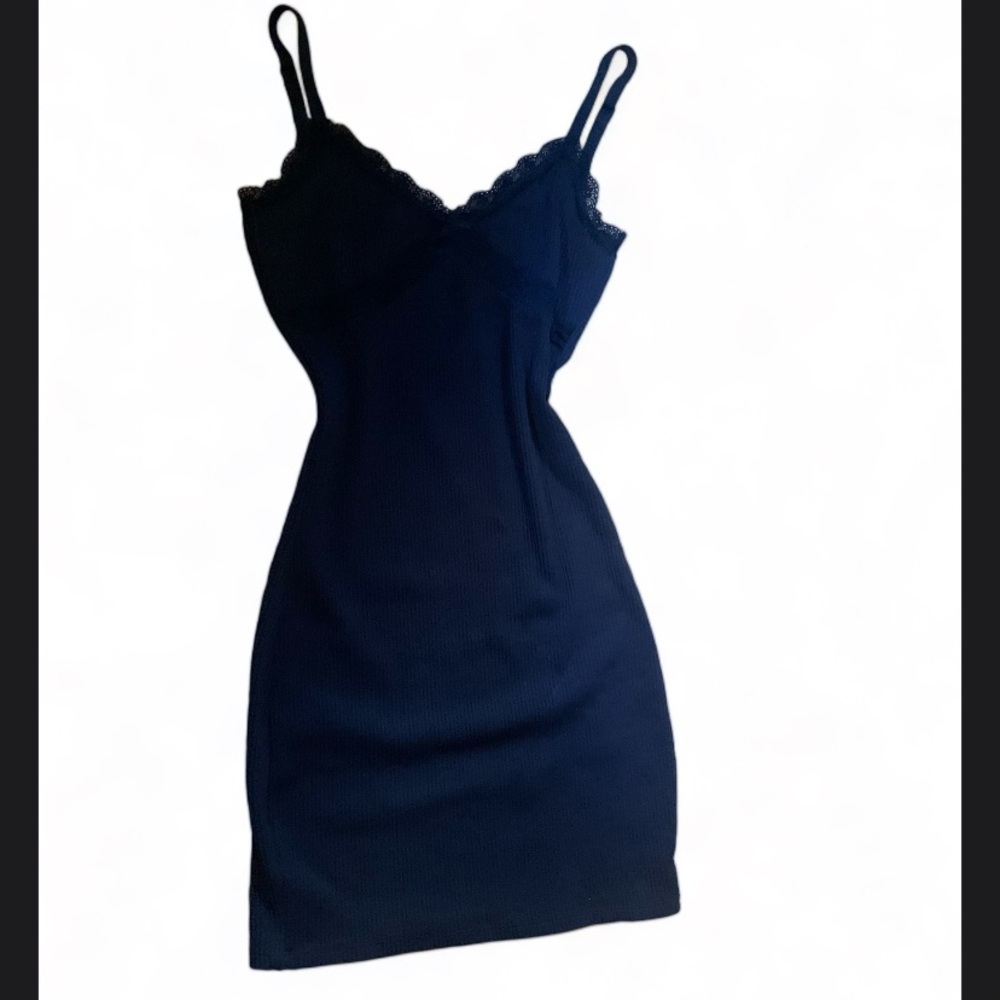 Black dress with lace trim